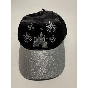 Disney Satin Hat Glitter Sequin Castle Rhinestones Baseball Cap NWT